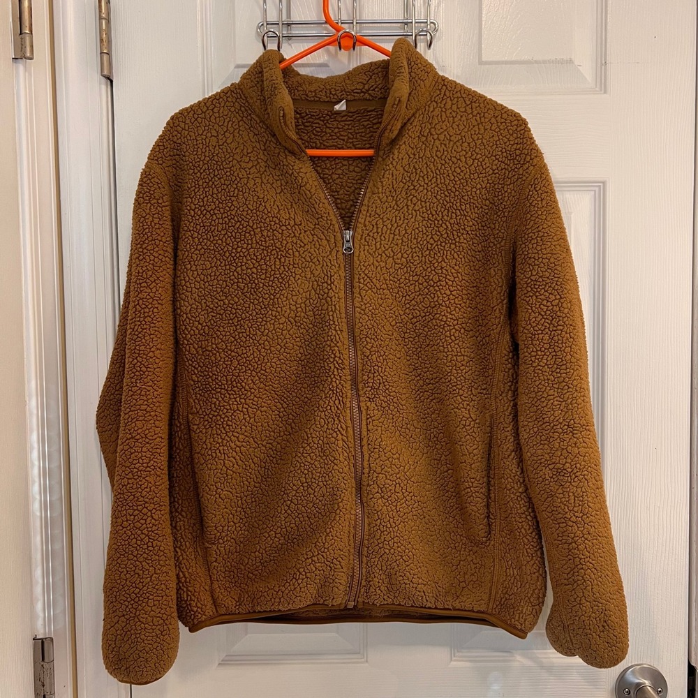 Uniqlo Women's Brown Fleece Zip Up Sherpa‎ Teddy Coat Jacket